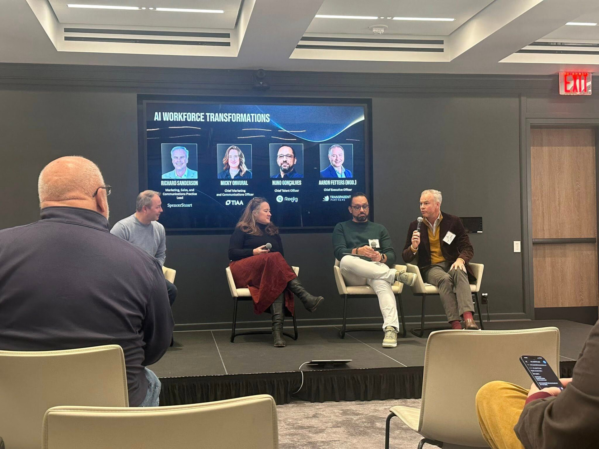 AI Workforce Transformations panel on stage at an AI Trailblazers summit